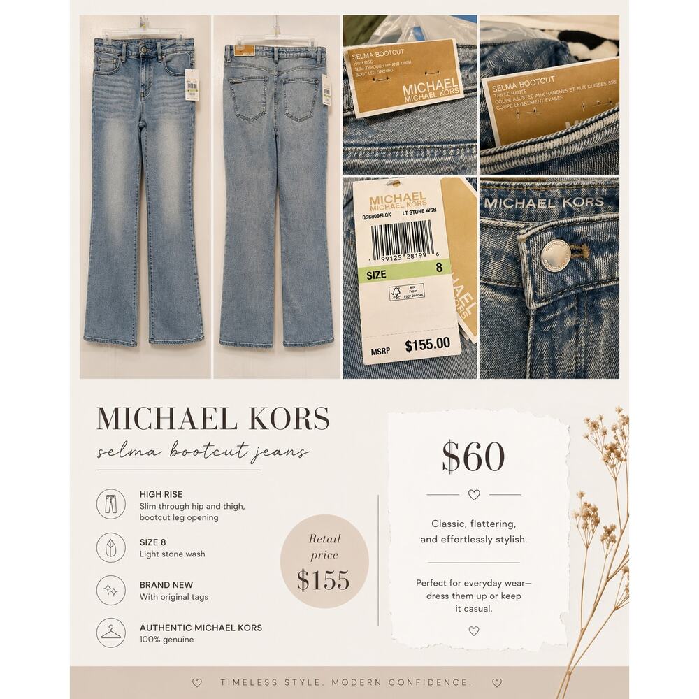 Michael Kors Selma Bootcut Jeans Women’s Size 8 NWT
